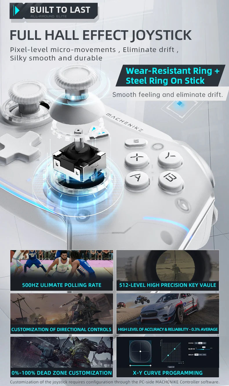 Wireless Gaming Controller with Hall Trigger for Switch and PC - Smarsty