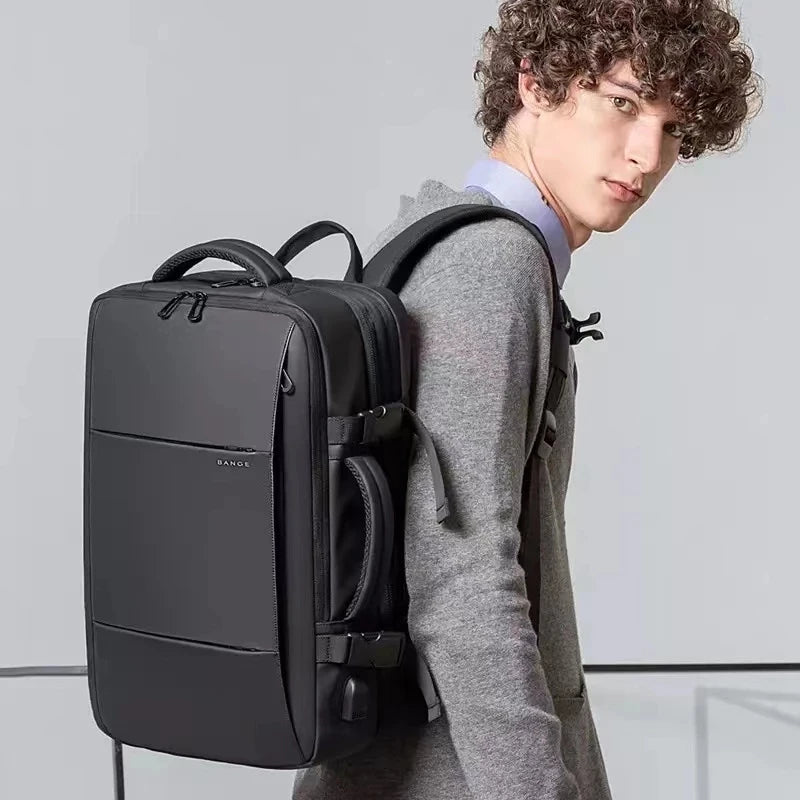 BANGE Travel Backpack Men Business Backpack School Expandable USB Bag Large Capacity 17.3 Laptop Waterproof Fashion Backpack - Smarsty