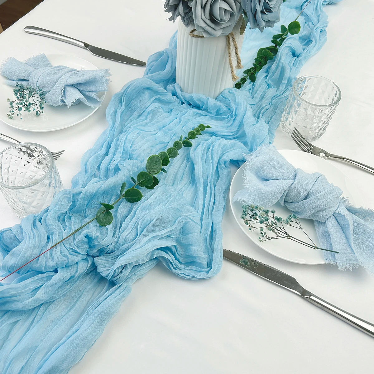Semi-Sheer Gauze Table Runner for Elegant Events - Smarsty
