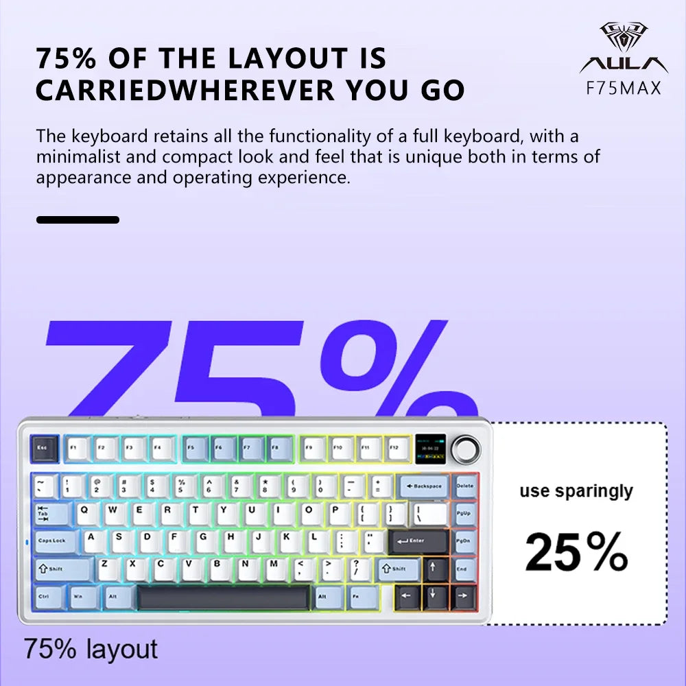 75 Percent Mechanical Keyboard RGB With TFT Screen