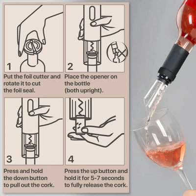 Electric Wine Bottle Opener Automatic Red Wine Corkscrew Rechargeable Wine Opener One-click Button Wine Tools Kitchen Products - Smarsty