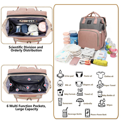 Mommy Bag Lightweight Portable Folding Crib Bed Large-capacity Travel Maternity Bags Baby Backpack Female Mommy Outting Bag by Smarsty