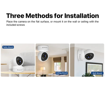 Vstarcam Indoor Security Camera for Home 360° Coverage Color Night Vision 2-Way Audio Motion Detection Customize Zone