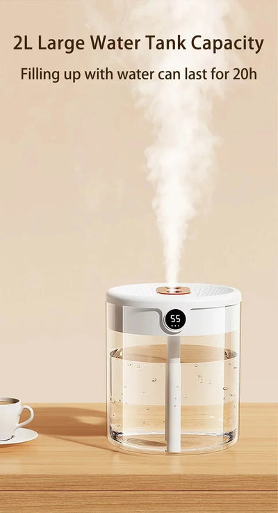 Quiet Dual Spray Humidifier with LED Display - Smarsty