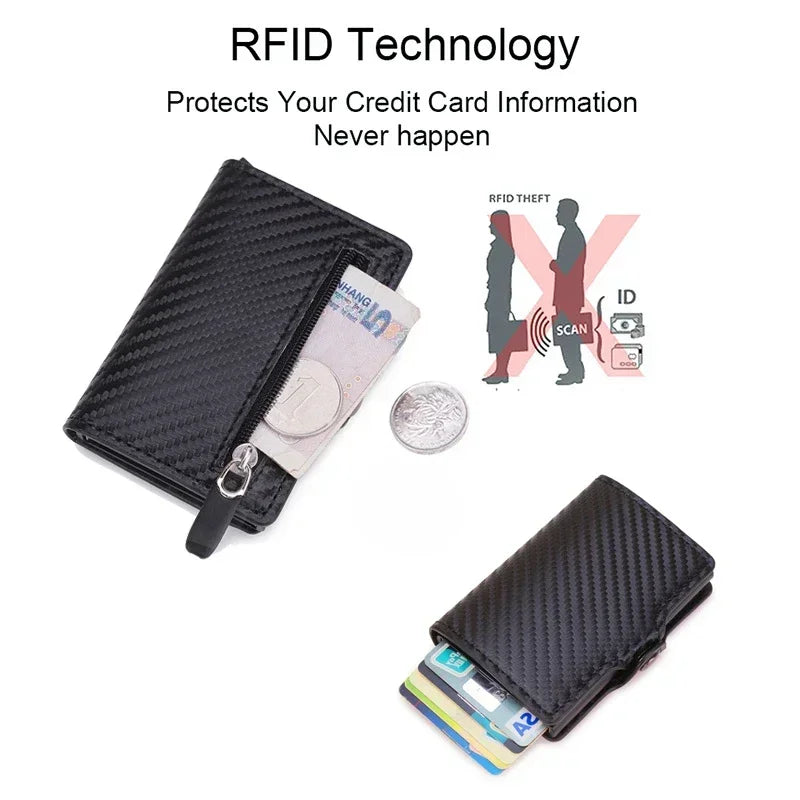 Carbon Fiber Rfid Blocking Men ID Credit Card Holders Wallet Leather Metal Business Bank CreditCard Cardholder Case Carteras