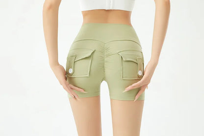 Peach Butt Fitness Shorts Women's Exercise Three-Quarter Pants Cargo Air Dry Pocket Yoga  Tight  Lift Summer - Smarsty