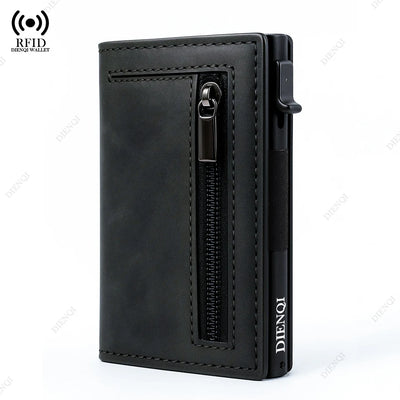Magnetic Credit Card Holder Luxury Men Wallet Rfid Blocking Pop Up Minimalist Wallet Leather Bank Cardholder Case Vallet for Men - Smarsty