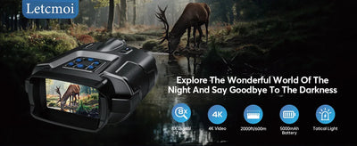 4K Night Vision Binoculars 3inch Screen 8X Digital Zoom With Tactical Light 5000mAh Rechargeable Infrared Vision Night Goggle - Smarsty