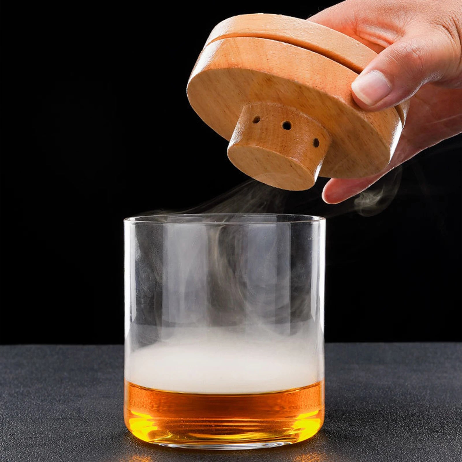 Glass Top Smoker Cocktail Smoker Kit With 4PCS Wood Chips Bartender Accessories For Whiskey Drinks Smoking Gift Kit for Men - Smarsty