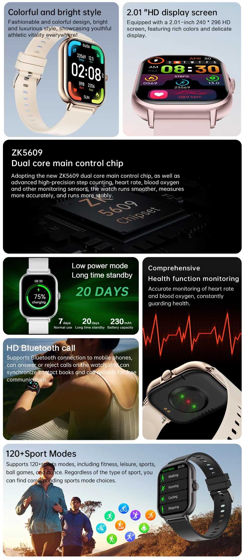 Smartwatch with Bluetooth Call and Music Playback - Smarsty