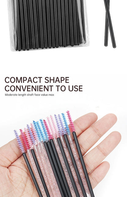 50 Pcs Disposable Eyelash Brushes with Diamond Handles - Smarsty