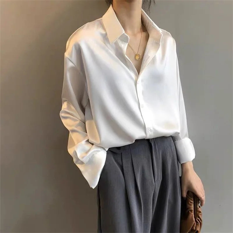 Woman Spring Autumn Style Blouses Shirts Lady Casual Long Sleeve Turn-down Collar Blusas Tops DF4849 - Smarsty
