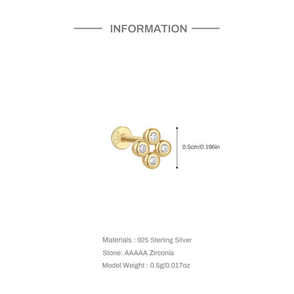 925 Silver Star Moon Zircon Stud Earrings Hypoallergenic - Smarsty