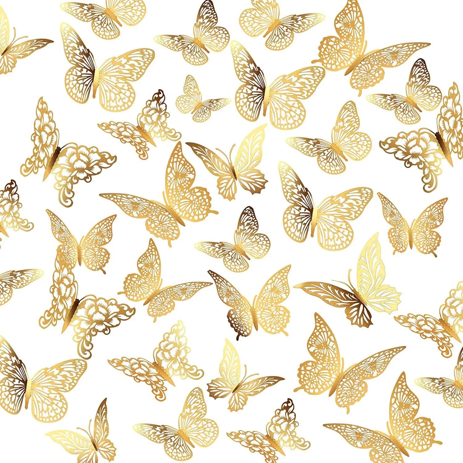 Gold 3D Butterfly Wall Decor Set for Parties - Smarsty