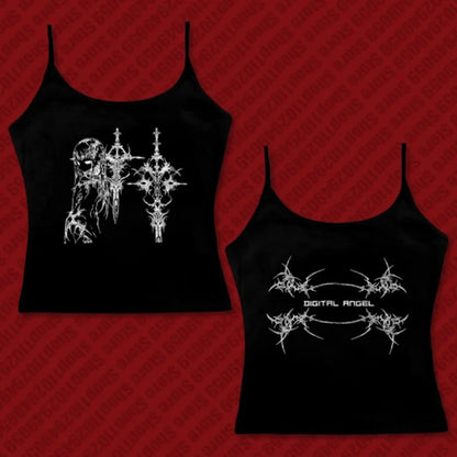 Y2k Style Aesthetic Sweet Sexy Tank Tops Women Sleeveless Casual Cartoon Print Tanks Harajuku All Match Cropped Grunge Emo Girls