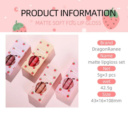 3 PCS Velvet Matte Lip Gloss Set for Hydration - Smarsty