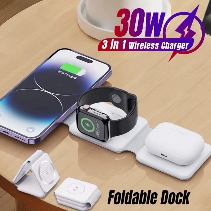 3 In 1 Wireless Charging Pad Foldable Desktop Charger - Smarsty