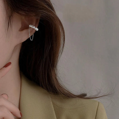 Zircon C Shape Long Tassel Ear Cuffs No Piercing Earrings - Smarsty