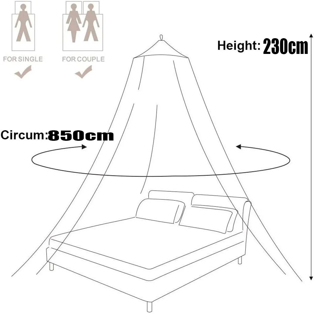 Summer Hanging Dome Mosquito Net for Double Bed - Smarsty