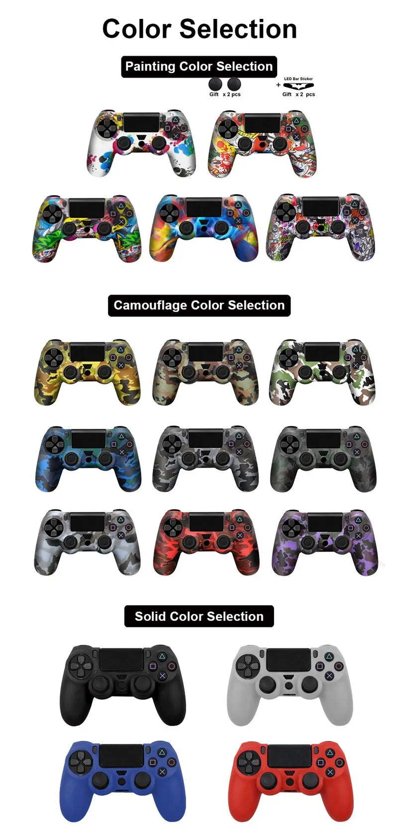 Silicone Skin Case for PS4 Controller with Grip Caps - Smarsty