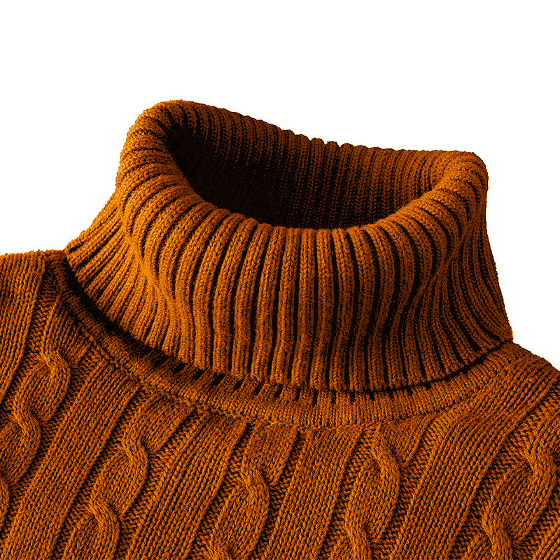 New Turtleneck Sweater Casual Men's Rollneck Knitted Sweater Keep Warm Men Jumper Woolen Sweater - Smarsty