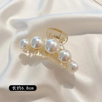 Large Pearl Hair Claw Clip Acrylic Fashion Barrette Stylish - Smarsty