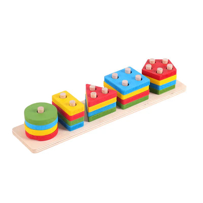 Montessori Toy Wooden Building Blocks Early Learning Educational Toys Color Shape Match Kids Puzzle Toys For Children Boys Girls - Smarsty