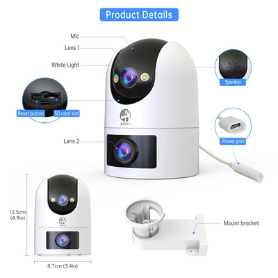 JOOAN 4K 6MP HD  PTZ Camera Outdoor Dual Lens Dual Screen AI Tracking 5G WIFI IP Camera Security CCTV Video Surveillance Cameras - Smarsty