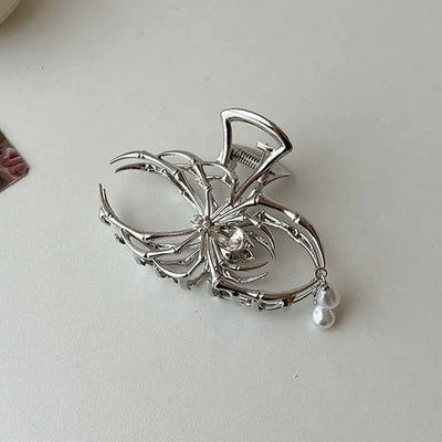 Silver Heart Hair Claw Clip Large Elegant Hold For Women - Smarsty