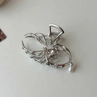 Silver Heart Hair Claw Clip Large Elegant Hold For Women - Smarsty