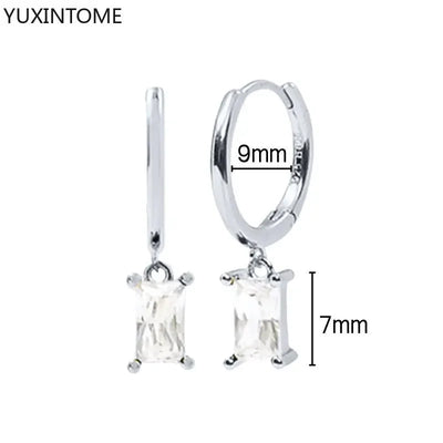 925 Sterling Silver Hoop Earrings White Crystal Luxury - Smarsty
