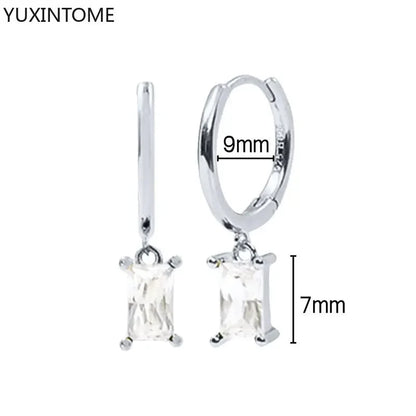 925 Sterling Silver Hoop Earrings White Crystal Luxury - Smarsty