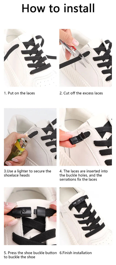 Colorful Press Lock No Tie Shoelace Elastic Shoelaces for Sneakers Sport Tieless Elastic Shoe Laces One Size Fit All Adult Kids - Smarsty