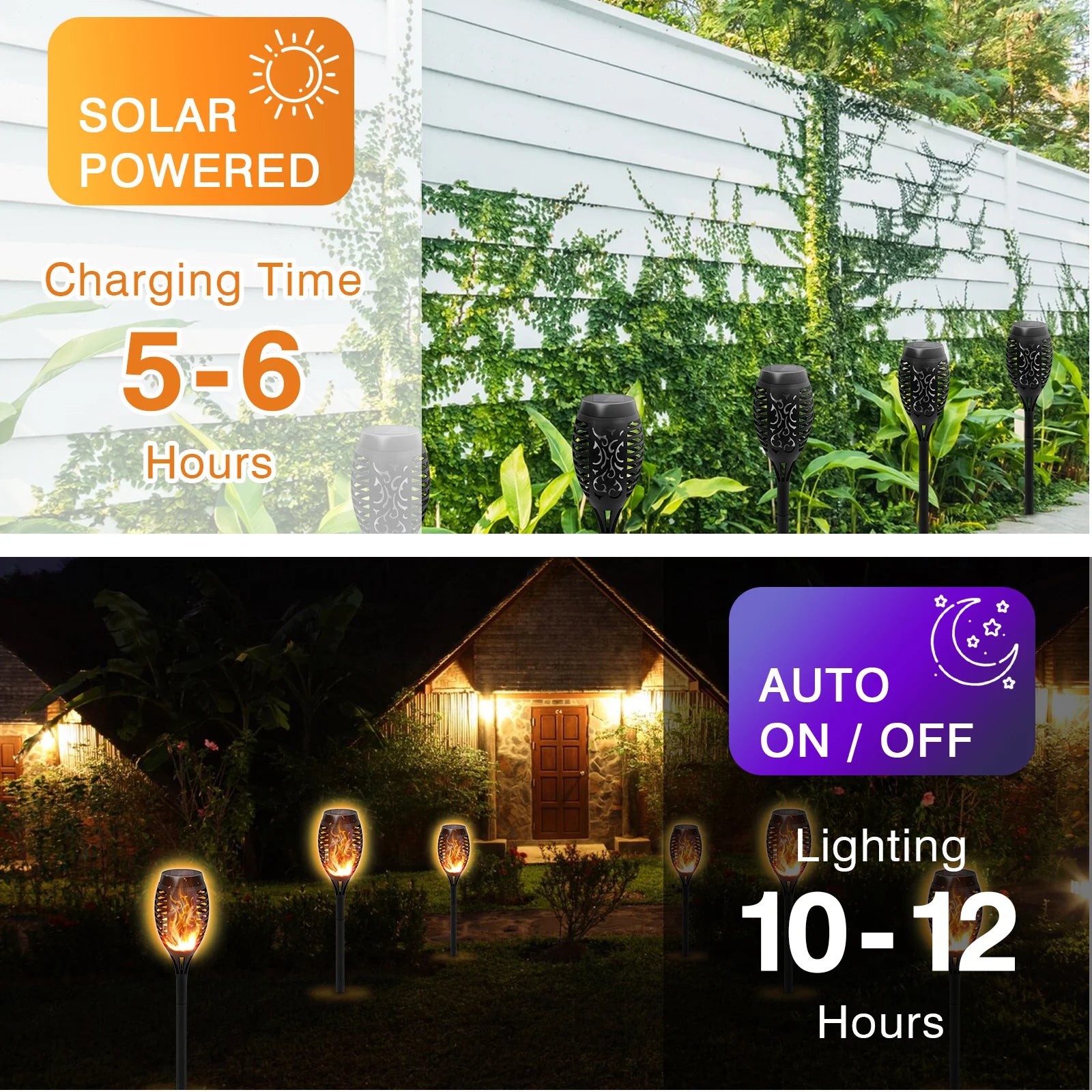 Solar Lights Outdoor LED 4/6/812Pcs Solar Torch Lights with Flickering Flame Waterproof Garden Decoration Lawn Path Yard Patio