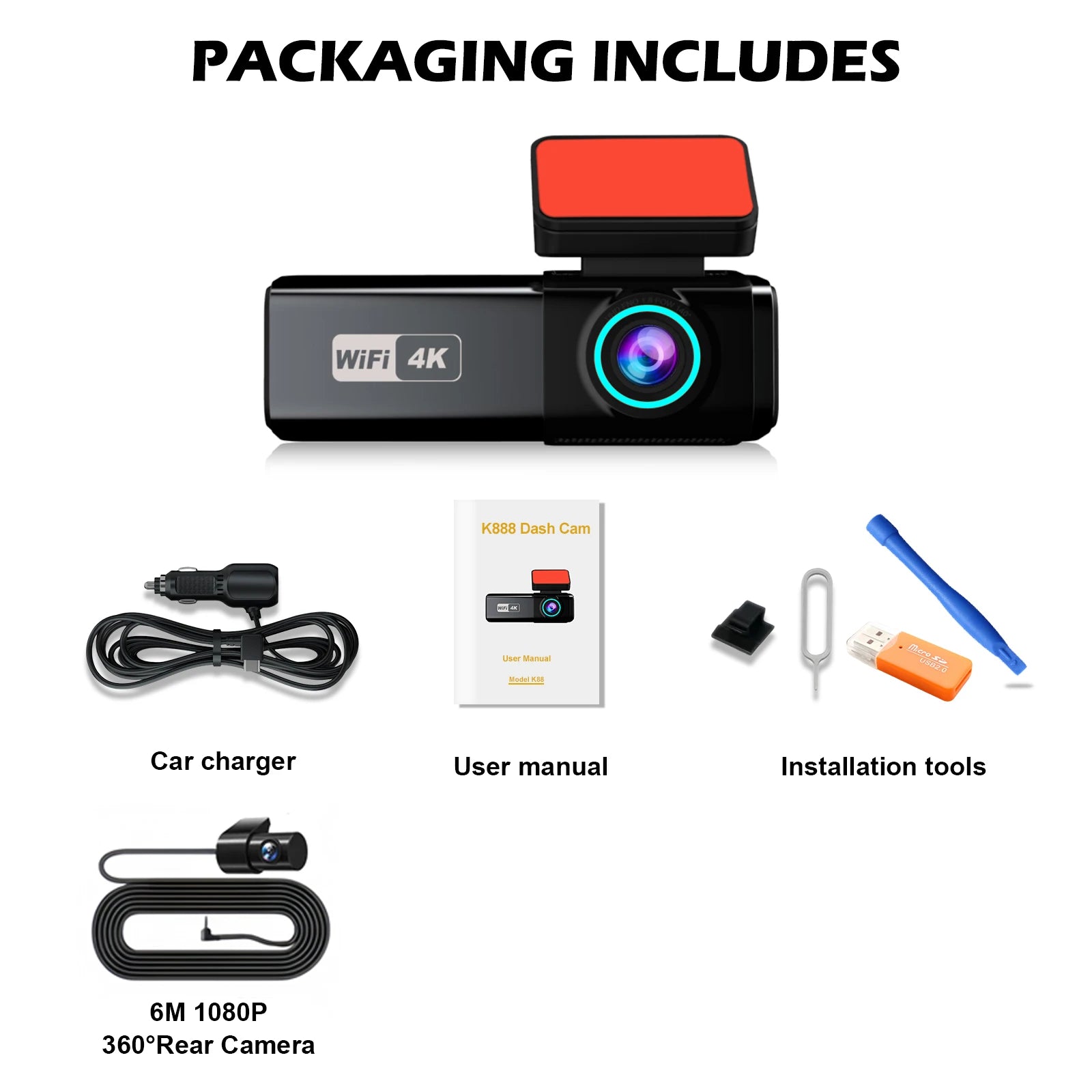 Stunning 4K Dash Cam Front And Rear Night Vision Wifi - Smarsty