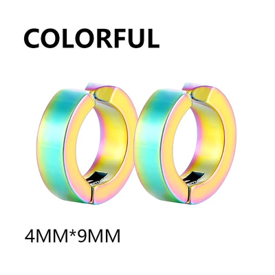 Stainless Steel Ear Clip Earrings No Piercing Black - Smarsty