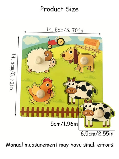 1 Set Shape Matching Farm Animals Puzzle Children's Enlightenment Early Education Cognitive Benefits Intelligence Toys