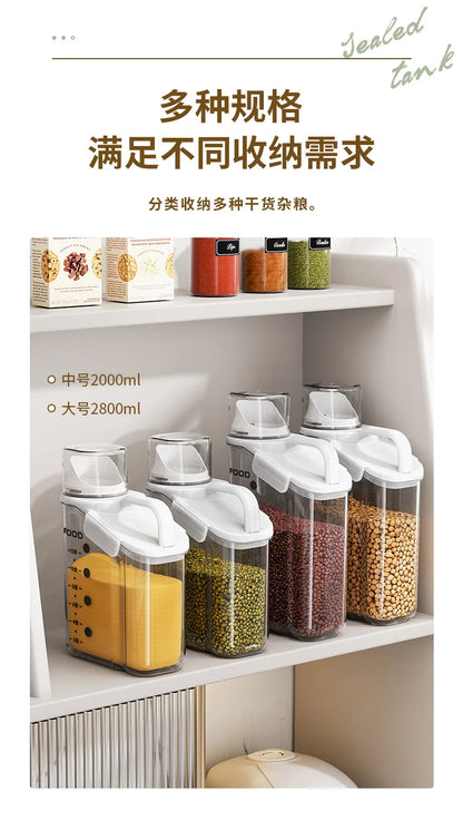 Moisture-Proof Storage Container for Grains Pet Food Snacks Transparent Sealed Food Storage Jar Kitchen Organizer for Dry Foods