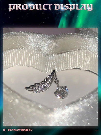 Stainless Steel Ear Cuff With Rhinestone Wing Sparkle - Smarsty