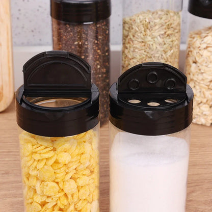 1/12x Plastic Spice Jars with Shaker Lids Transparent Safety Plastic Bottles for Home Kitchen Storing Spices Seasoning Powders