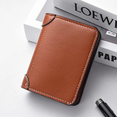 1Pc New Ultra-thin Mini Soft PU Leather Credit Card Wallet Holder Short Vertical High Quality Men's Wallet - Smarsty