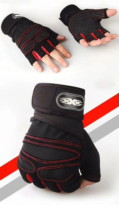 Outdoor Sport Gloves for Men Women Wrist Guard Fitness Gym Cycling Hiking Boxing Exercise Training Workout Long Wrist Fingerless by Smarsty