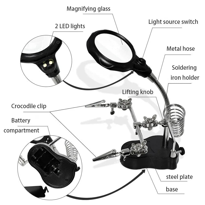 Lighted Magnifying Glass for Mobile Phone Repair - Smarsty