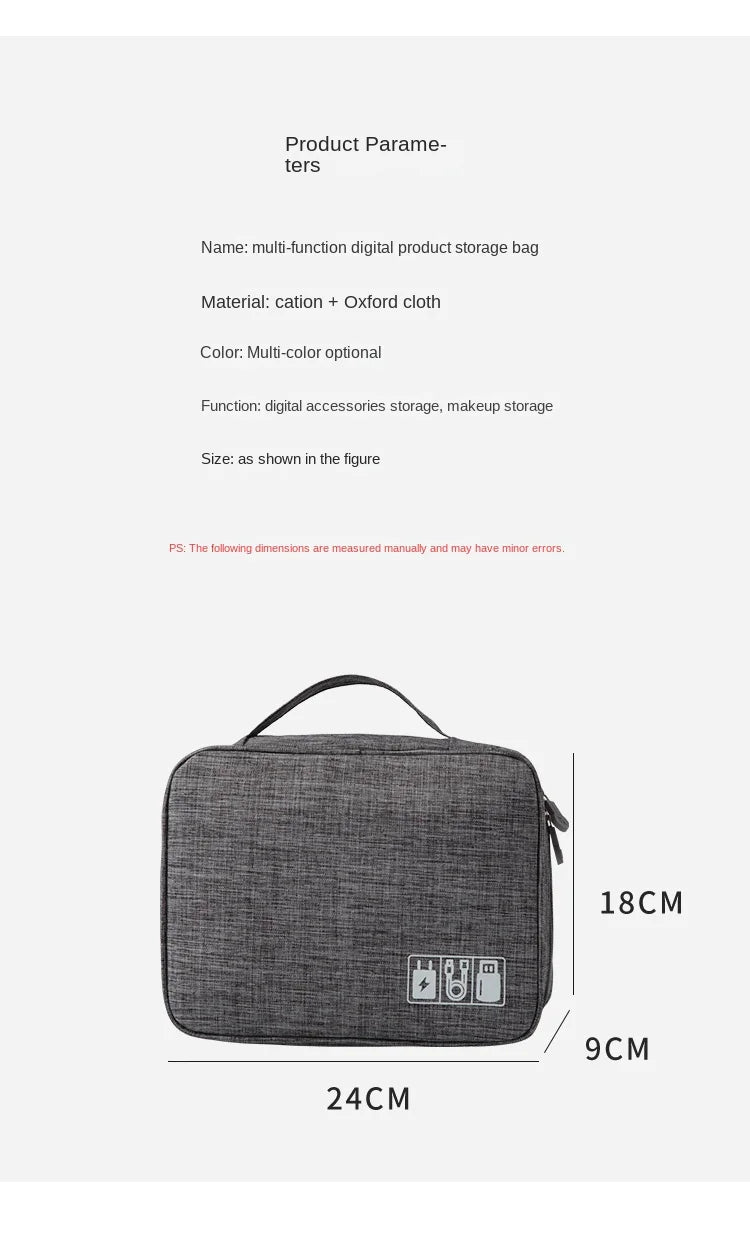 Travel Electronics Storage Bag With High Capacity Cables - Smarsty