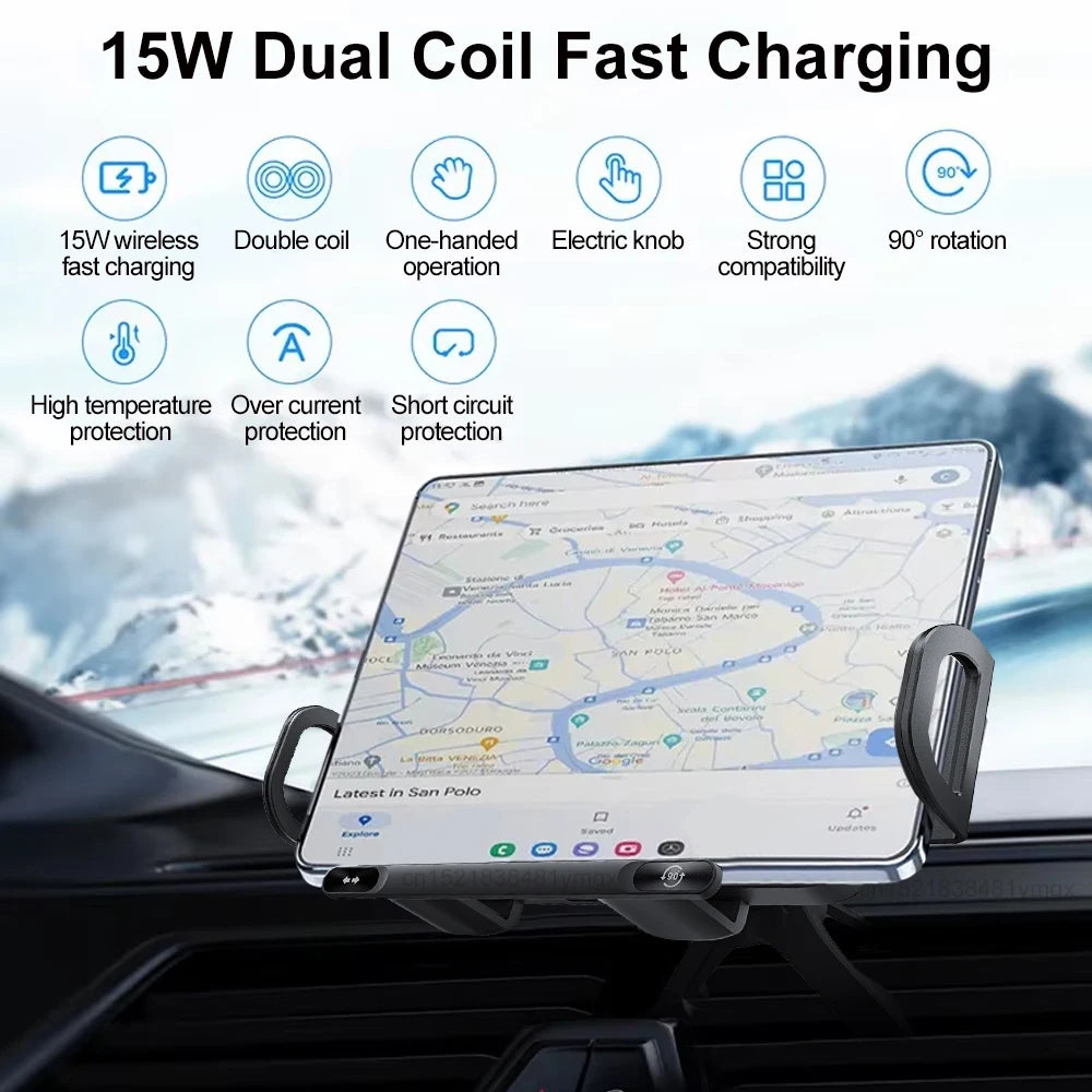 Car Wireless Charger Dual Coil Fold Screen Fast Charge - Smarsty