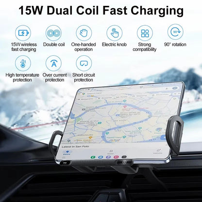 Car Wireless Charger Dual Coil Fold Screen Fast Charge - Smarsty