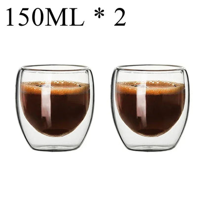Double Wall Borosilicate Glass Mugs Set Heat Resistant - Smarsty