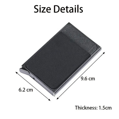 Men's Slim Mini RFID Wallet Aluminum Automatic Pop Up Card Case with Elastic Back Pouch, ID Credit Bank Card Holder Purse - Smarsty