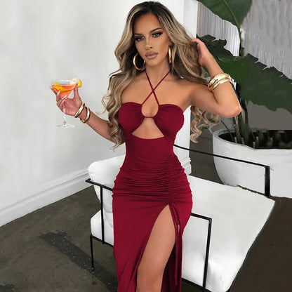 Sleeveless Sexy Female Midi Backless Dresses Slim Night Club Party Women's Dress Bodycon Vestidos Elegantes Para Mujer - Smarsty