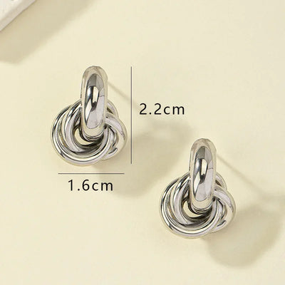 Gold Silver Knot Stud Earrings For Daily Trendy Wear - Smarsty